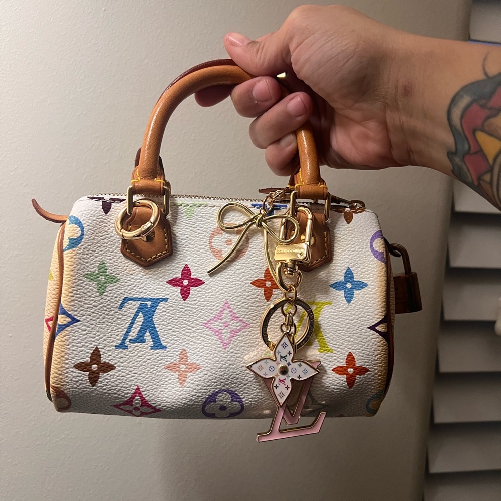 Louis Vuitton White Mini Bag with Multicolor Monogram